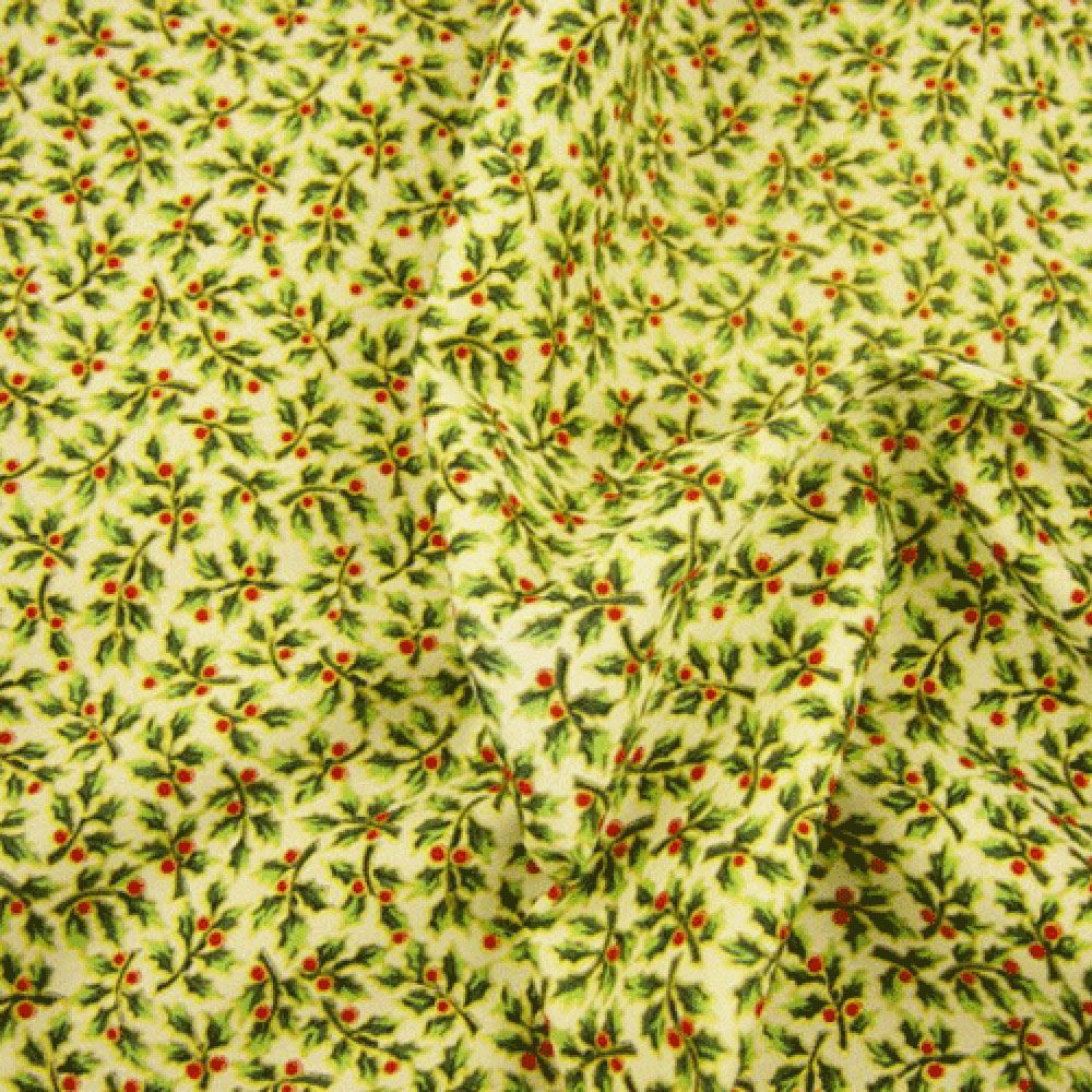 Christmas Print Holly 5 Leaf (CP0503) Fabric UK