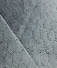 Honey Comb Velvet Upholstery Fabric | Steel