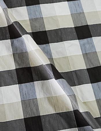 Silk Dupion Checks Tibet Fabric