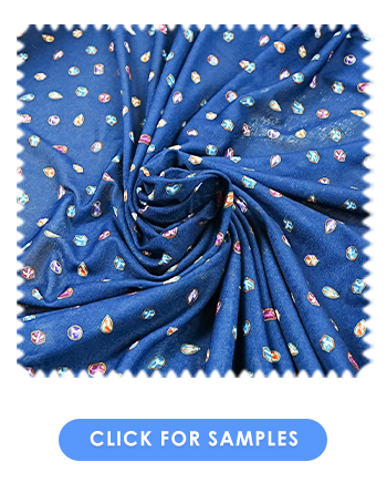 Printed Polyester Elastine  | Blue