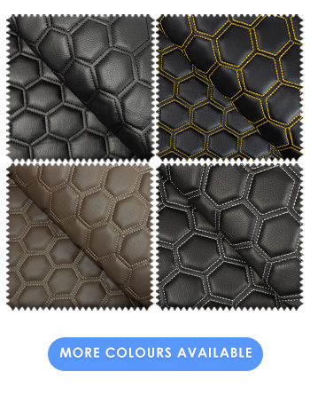 Hexagon Quilted Vinyl Fabric  | Grey/Black Stitch