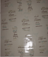 PVC Table Covering wth Menu Design