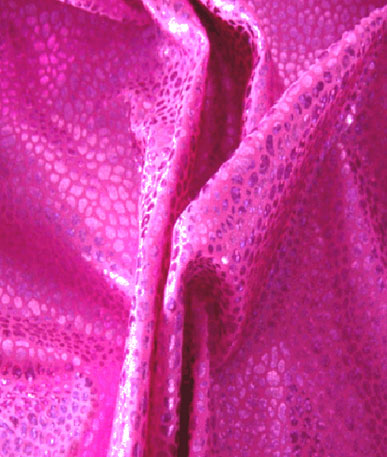 Holographic Mini Pebble Design Lycra Fabric | Cerise
