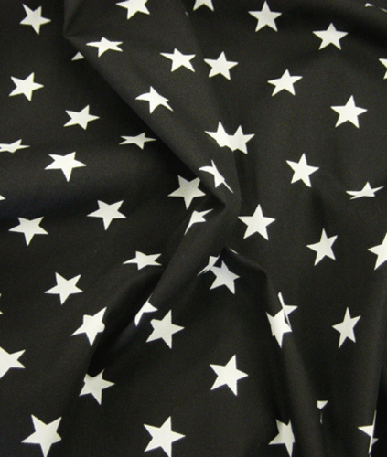 White Stars on Cotton - Black Grnd White Stars