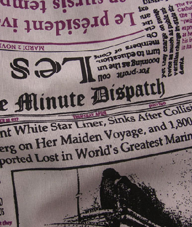 Vintage French / English Newspaper Polycotton | Purple