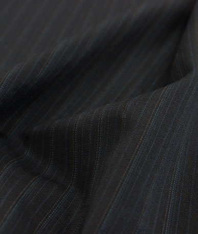 Polyester Wool Mix Suiting(1) Subtle Blue - Blue Pinstripe