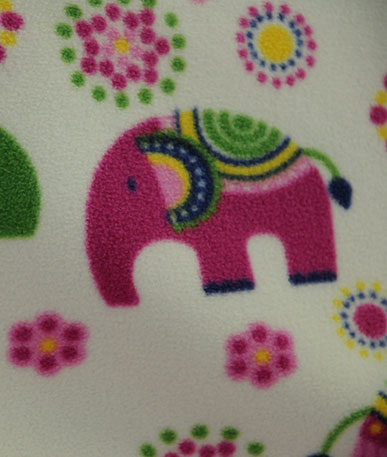 Pink Elephants Fleece Fabric  | multicolour