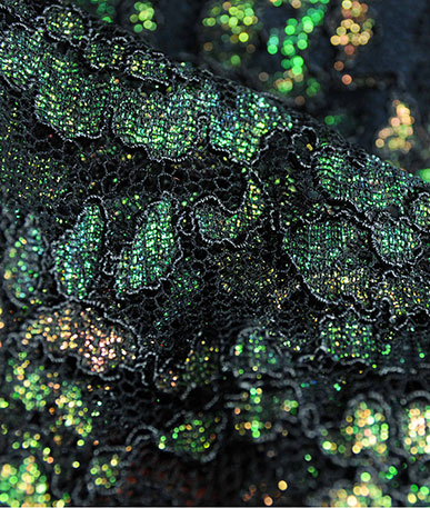Black Iridescent Sparkle Stretch Lace - Iridescent