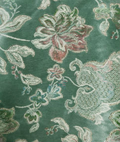  Green Floral Upholstery Velour - Sage Green