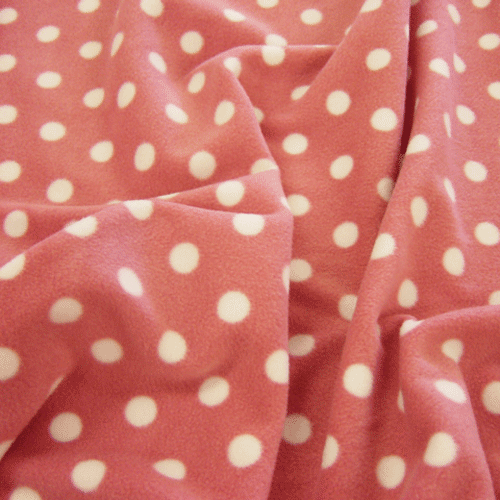 Clearance Damaged with Streaks Gray Fleece with Polka Dots
