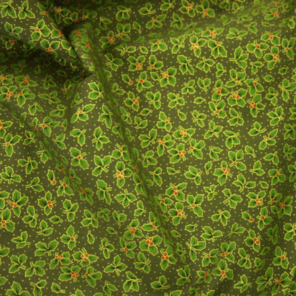 Christmas Print Holly 3 Leaf Cp0501 Fabric Uk