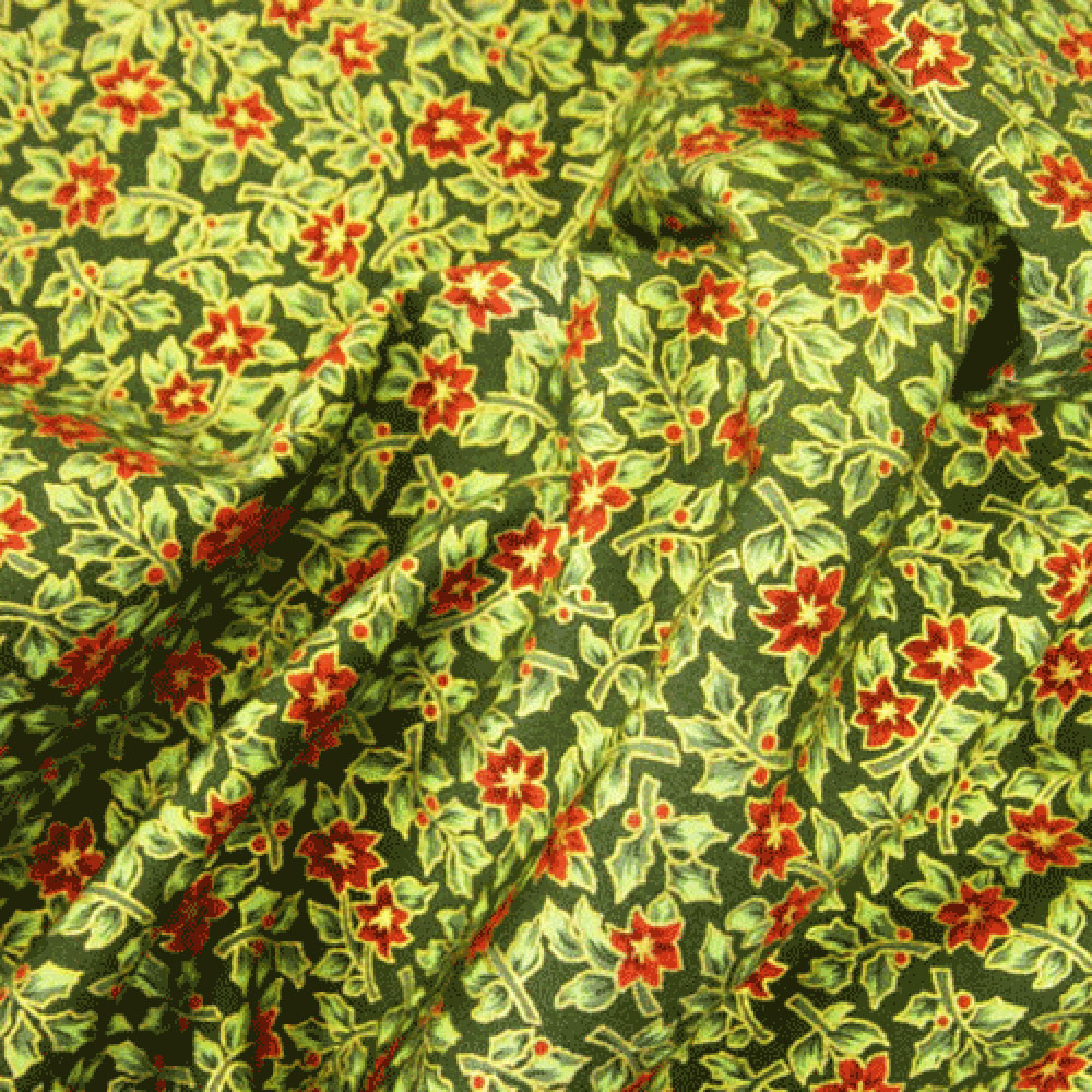 Christmas Print Flower Holly Leaf (CP0500) Fabric UK