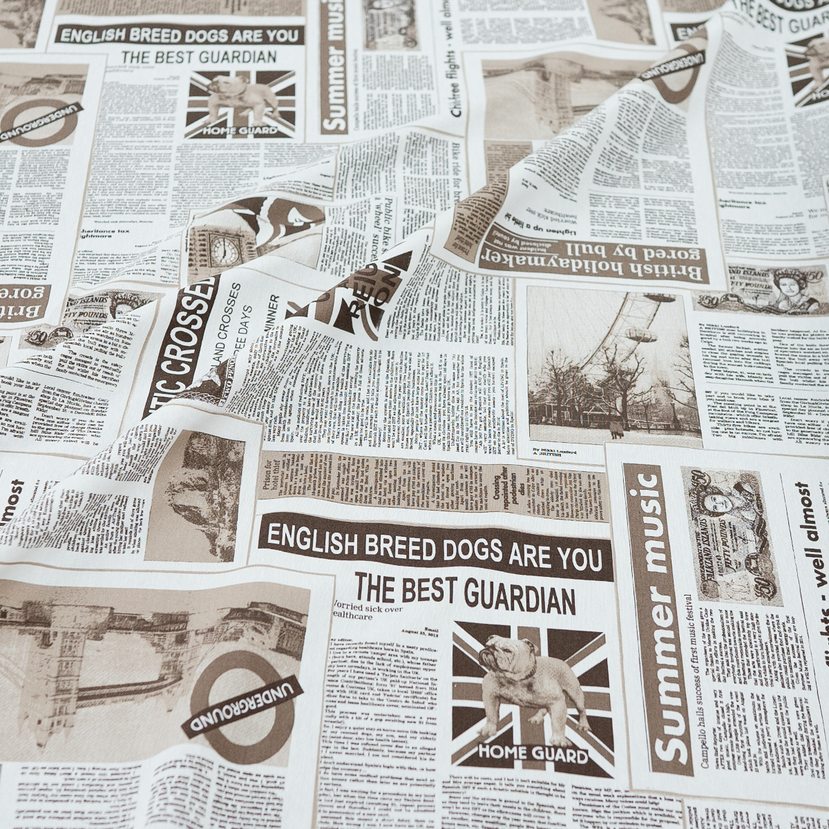 Vintage Newspaper Polycotton Fabric Fabric UK
