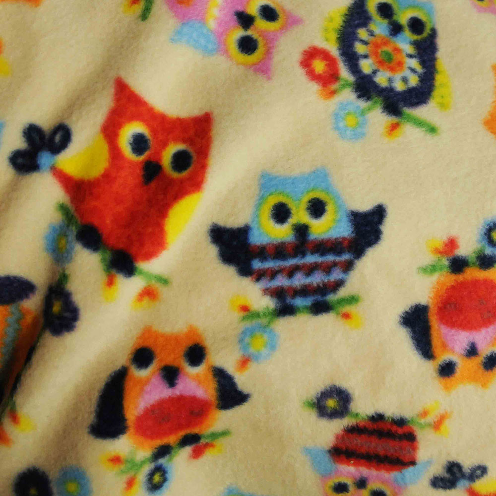 Multi Coloured Owl Fleece Fabric UK
